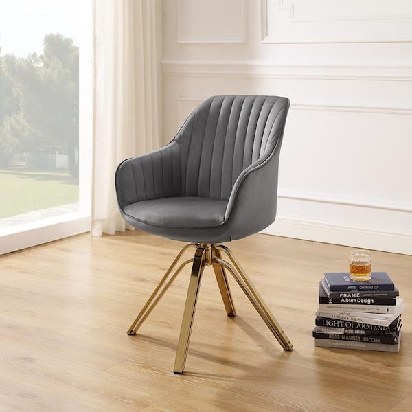 Art Leon Gray Fabric Arthur Mid-Century Swivel Accent Arm Chair with Metal  Legs CC001-G-GRAY - The Home Depot