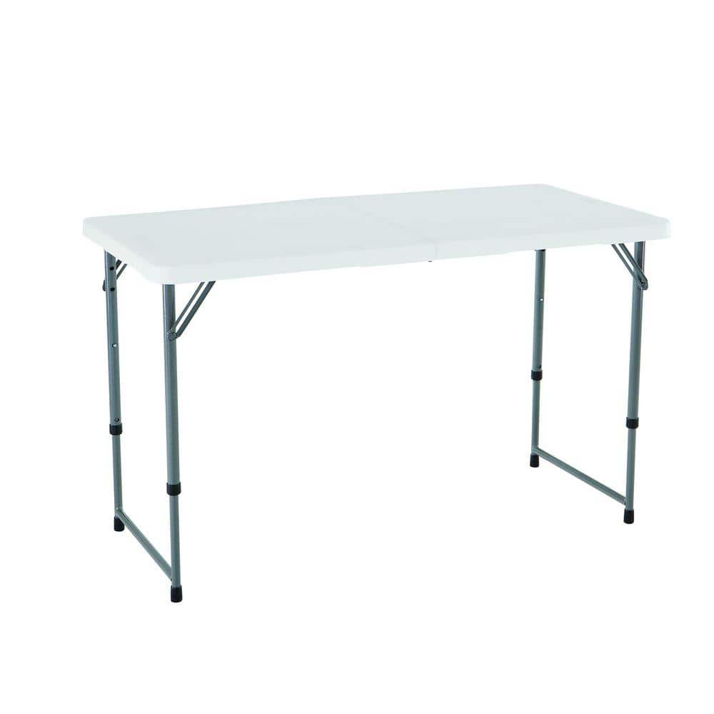 Lifetime Height Adjustable Craft Camping&Utility Folding  Table4Foot,4'/48x24,White Granite, 1 - Foods Co.