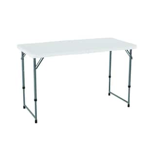 24 in. x 48 in. White Granite Adjustable Height Fold-In-Half Table