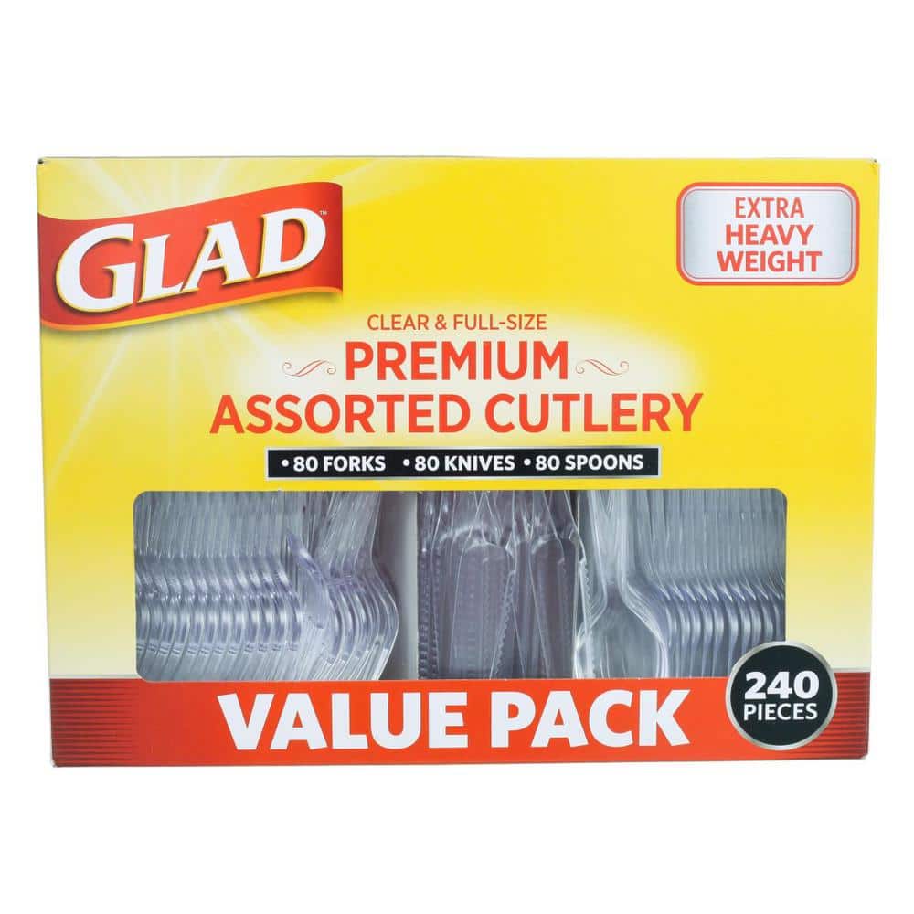 Glad Clear Assorted Premium Plastic Cutlery Set (240-Piece) Disposable