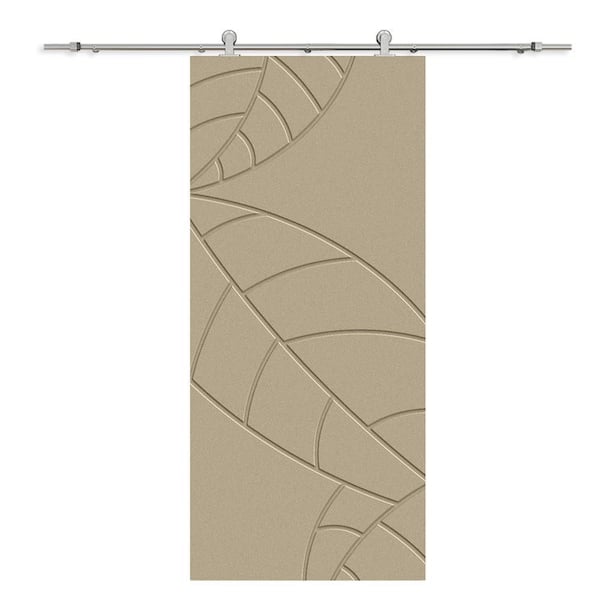 CALHOME 30 in. x 80 in. Unfinished Composite MDF Paneled Interior Sliding Barn Door with Hardware Kit