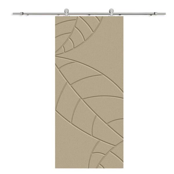 CALHOME 30 in. x 84 in. Unfinished Composite MDF Paneled Interior Sliding Barn Door with Hardware Kit