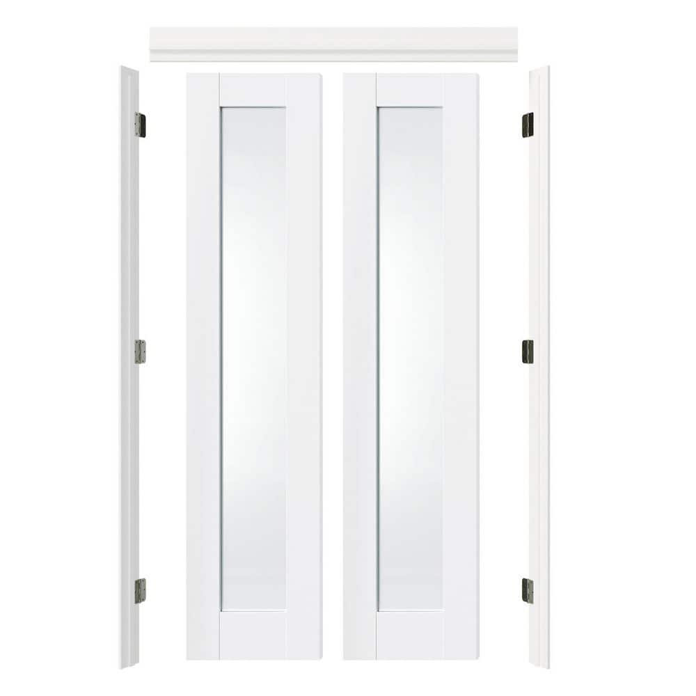 60 in. x 80 in. Primed Wood Full Lite Tempered Clear Glass Interior French Door with Assembly Required Jamb, Universal price history on PriceWatchPro