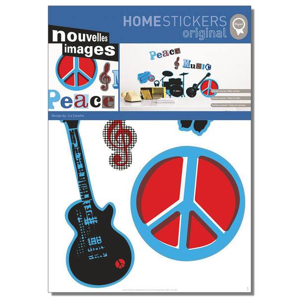 Nouvelles Images Multicolor Peace and Music Home Sticker