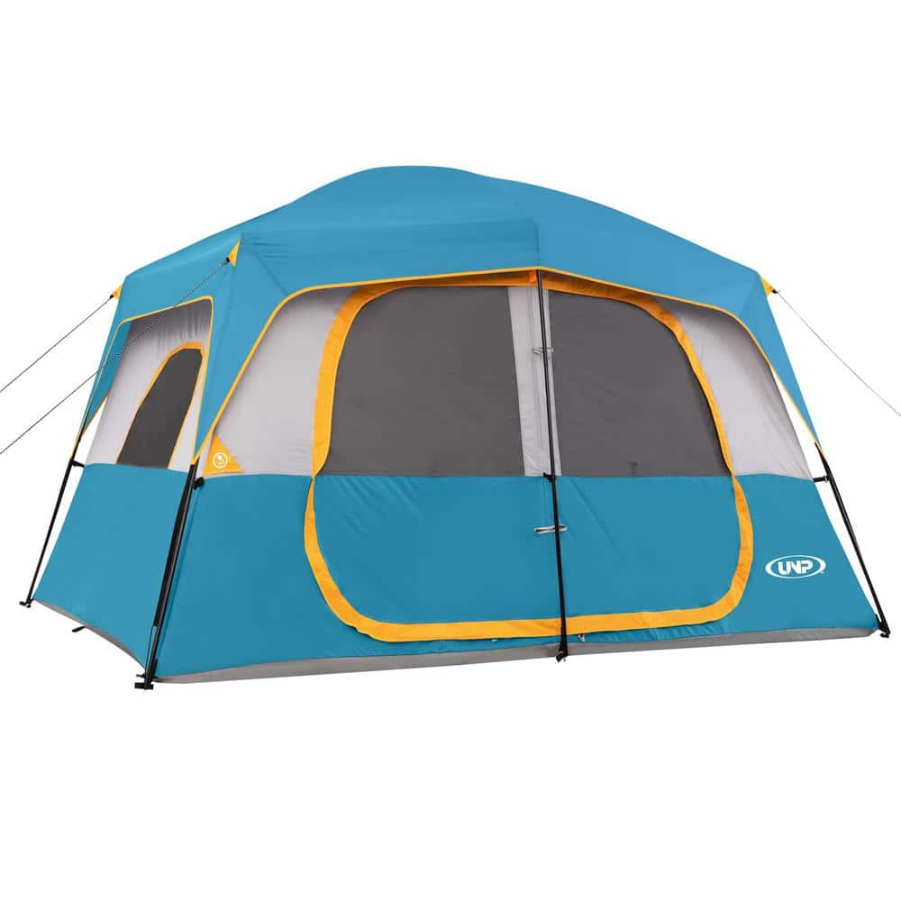 9 ft. x 12 ft. Ocean Blue Camping Tent 8-Person with Rainfly Easy Set up Po