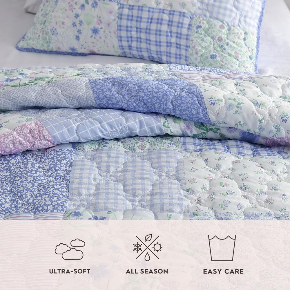 Parker Patchwork Purple Twin Microfiber Quilt Set