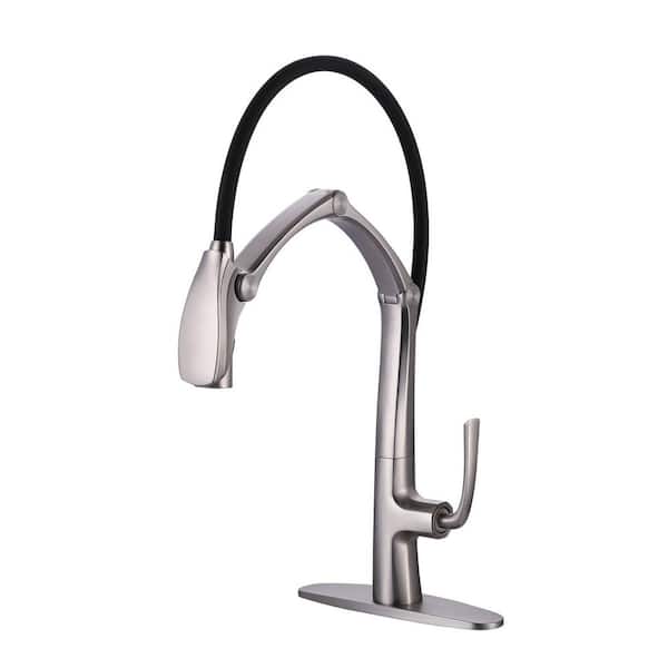 IVIGA Magnetic 21in. H Single Handle Pull Out Sprayer Kitchen Faucet With Adjustable Arm, 360° Spout Swivel in Brushed Nickel