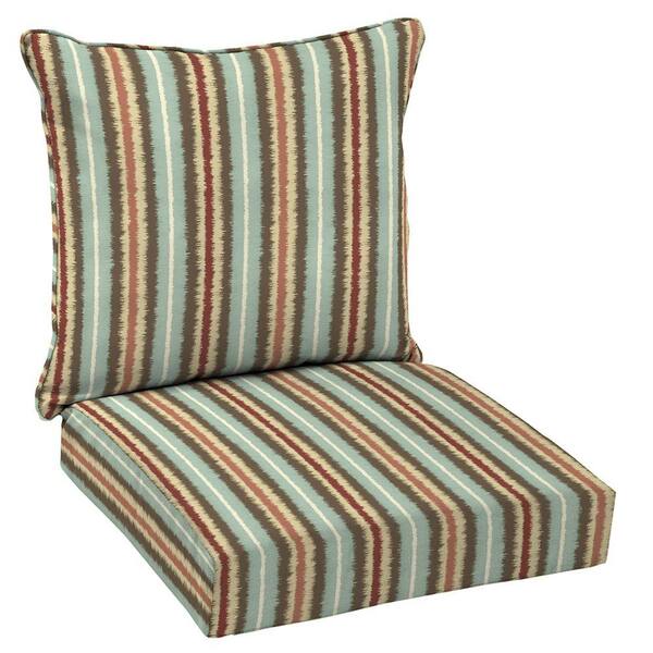 Hampton Bay 24 x 24 Outdoor Lounge Chair Cushion in Standard Elaine Ikat Stripe