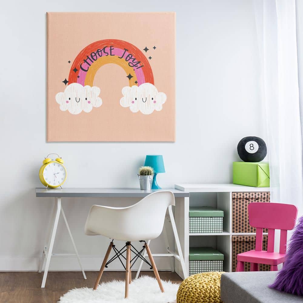 Choose Joy Happy Rainbow by Sarah Hickman Unframed Typography Graphic Art Print 36 in. x 36 in. price history on PriceWatchPro