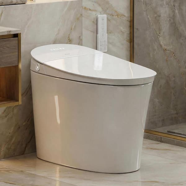 Elongated Toilet Bidet, 1.1/1.6GPF in White,1000g MaP Flush, Auto Urinal Flush for Men, ADA Comfort Height, Moving Dryer