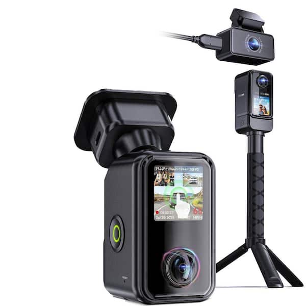 3 Channel 2.7K Wide Angle Dash Cam with HDR, IR Night Vision, GPS, 24/7 Parking Mode, WiFi, Touch Screen, Voice Control