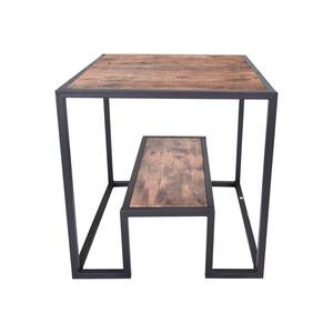 22.05 in. Rustic Brown 2-Tier Sturdy Square End Table