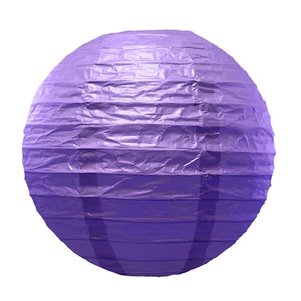 LUMABASE 10 in. Round Purple Paper Lanterns (5-Count)