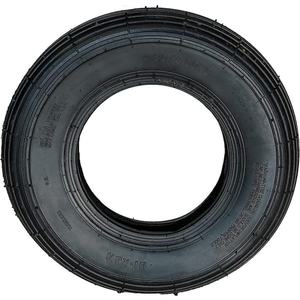 Hi-Run Wheelbarrow Tire Assembly, 4.80/4.00-8 4PR Rib Tire and