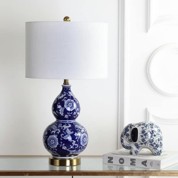 Jonathan Y Lee 27 In H Blue White, Blue And White Ceramic Base Table Lamp