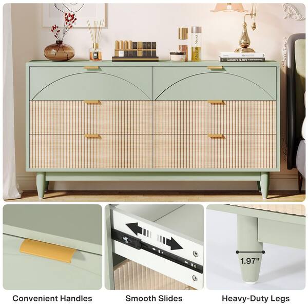 green emerald velvet dress Frances Woven Rattan 6 Drawer Dresser, Mint