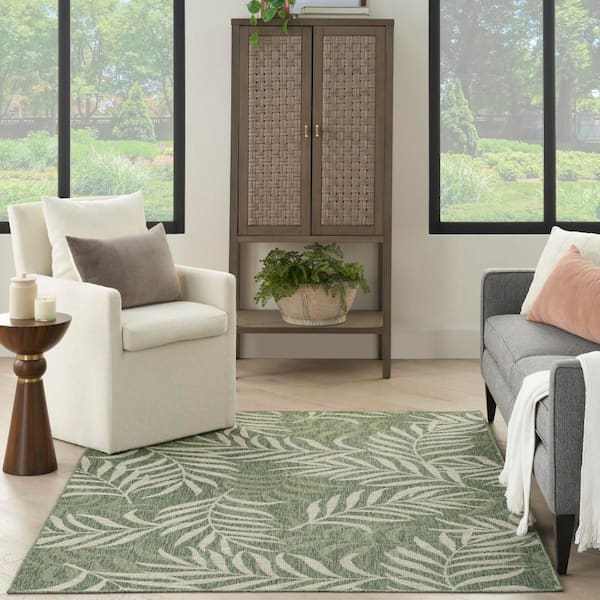 Garden Oasis Green Ivory 5 ft. x 7 ft. Nature-inspired Contemporary Area Rug