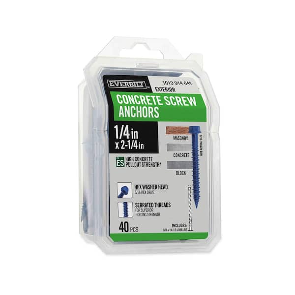 1/4 in. x 2-1/4 in. Hex-Head Concrete Anchors Blue (40-Pack)