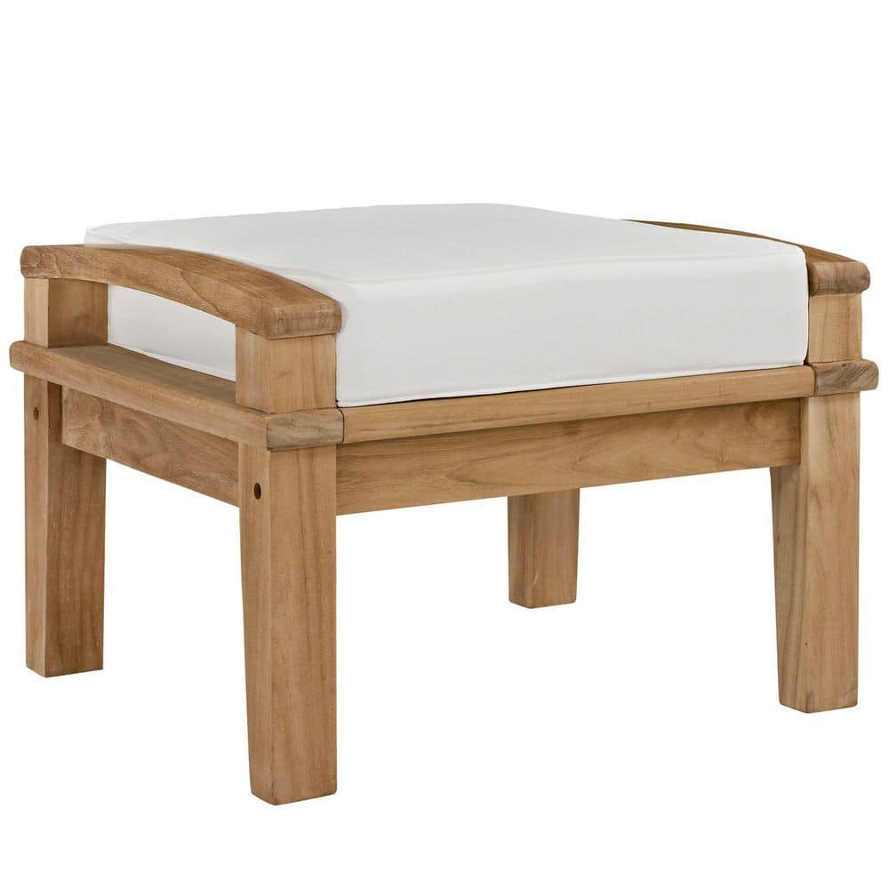 Modway Marina Premium Grade a Teak Wood Outdoor Patio Ottoman with ...