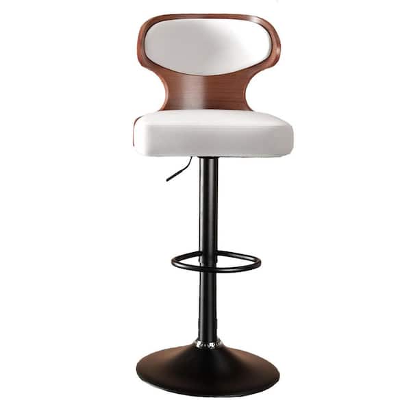 42.9 in. Mid-century White Microsuede High Back Metal Base Bar Stool with Swivel and Height Adjustable Seat Set of 2