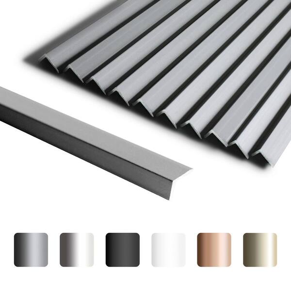 sunwings Matte Gray 12 in. x 0.18 in. Aluminum Peel and Stick Backsplash Tile Edge Trim (10