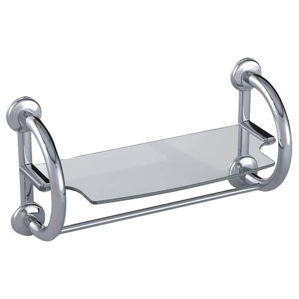 Grabcessories 3-in-1 25.5 in. x 1.25 in. Grab Bars and Towel Shelf in Chrome
