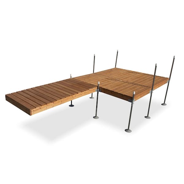 Tommy Docks 16 ft. L-Style with 8 ft. X 8 ft. Platform Section Cedar Complete Dock Package for DIY Dock Design for Boat Dock Systems