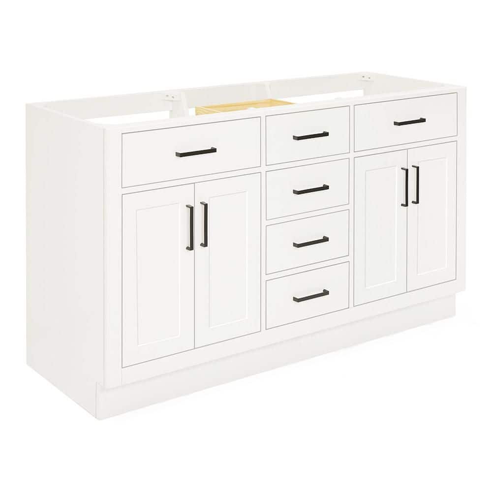 60'' White Hardwood Double Freestanding Bathroom Vanity