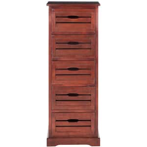Sarina 5-Drawer Red Cabinet