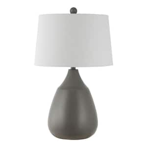 Sinrus 26.25 in. Gray Table Lamp with White Shade