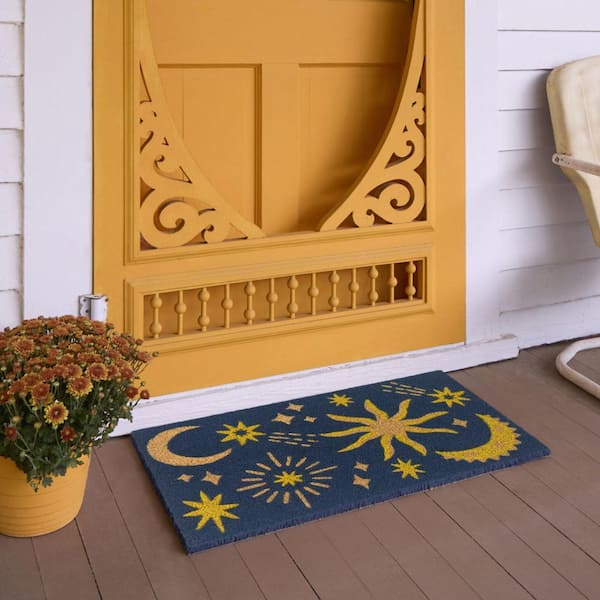 Celestial Gold/Navy 18 in. x 30 in. Coir Indoor/Outdoor Door Mat