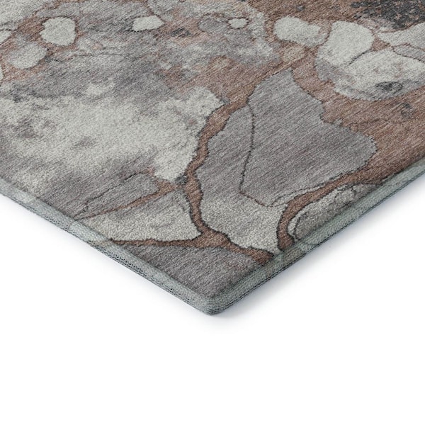 Mayfield Premium Machine Washable Abstract AMF1909 Mocha 8 ft. x 10 ft. Area Rug
