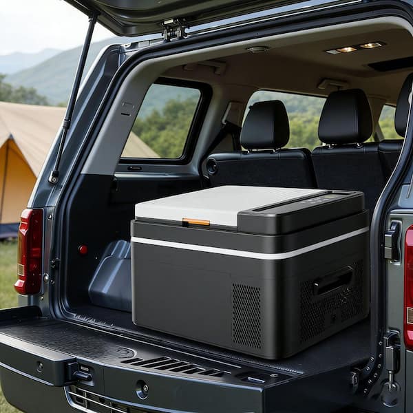 0.8 cu. ft. Mini Fridge 32-Can with Freezer with App Control Car Fridge for Travel Camping and Home Use, Blue
