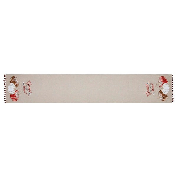Grateful Thankful Blessed Pumpkins 12 in. W x 72 in. L Table Runner