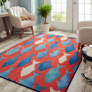 Coastal Catch Red 8 ft. x 10 ft. Area Rug