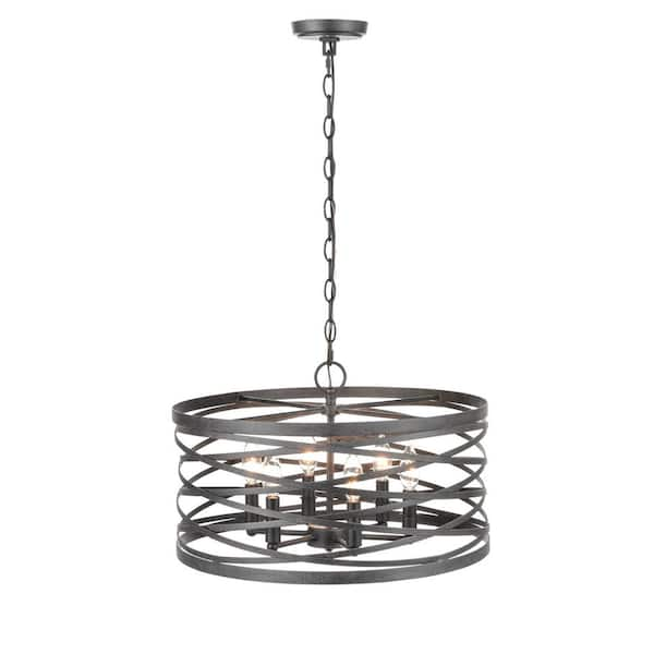 929 LIGHTING 19.5 in. 6-Light Weathered Iron Pendant