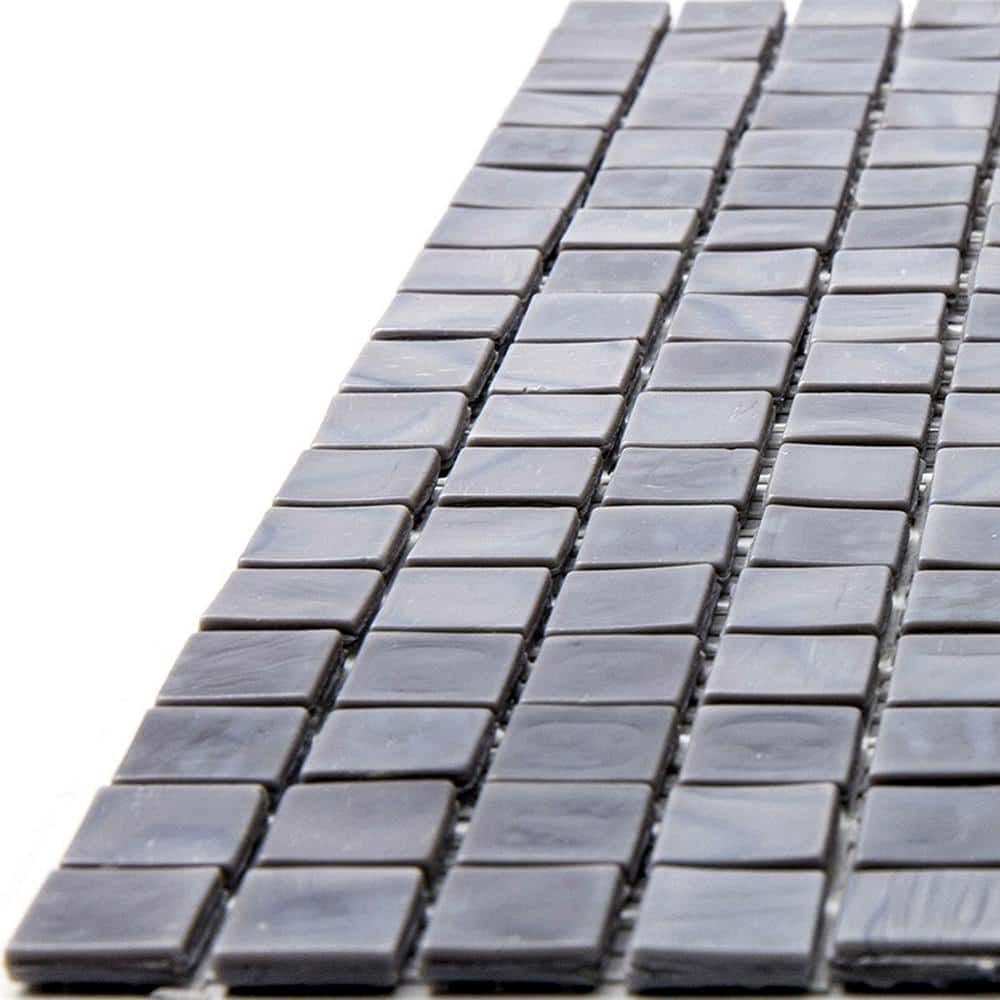Metal Gray 11.6" x 11.6" Iridescent Glass Mosaic Tile