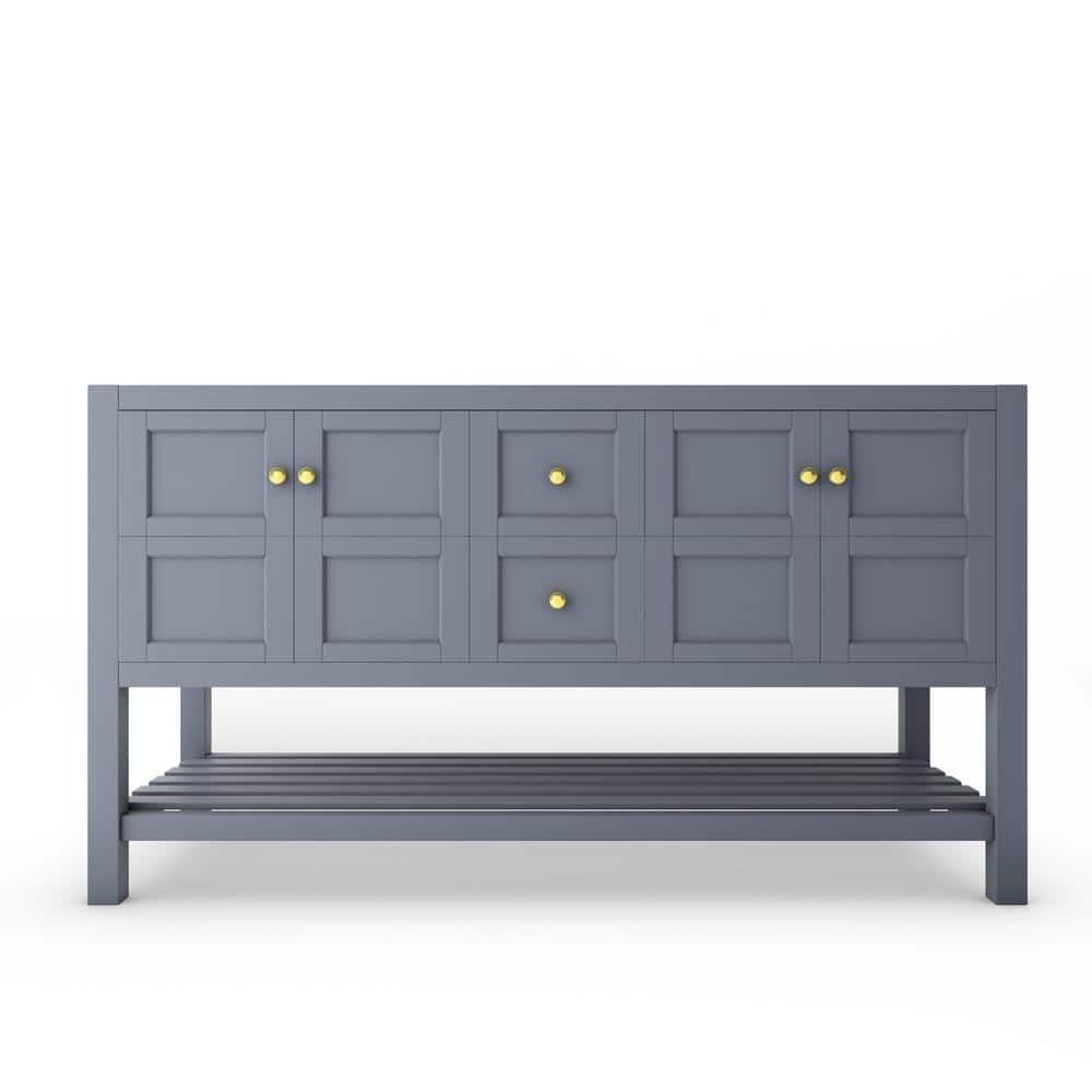 Alicia Gray Birch Wood 60" Freestanding Bathroom Vanity Base