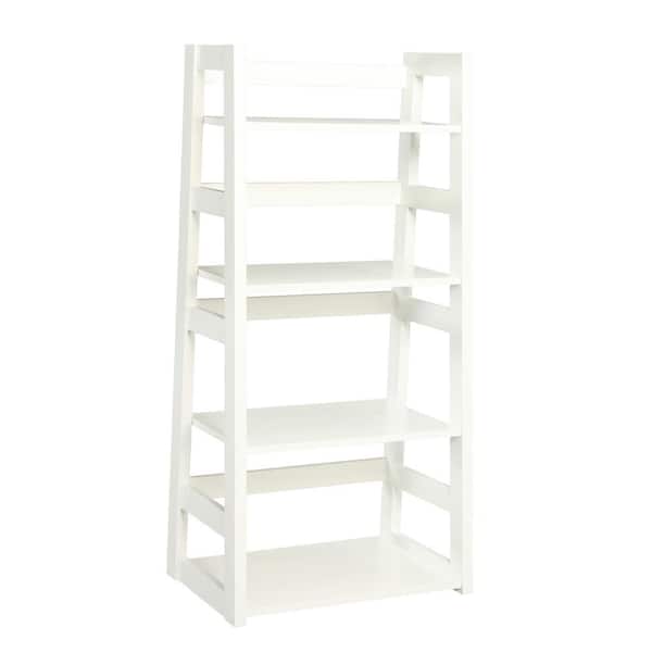 Convenience Concepts Designs2Go 44.25 in. White MDF 4-Shelf Accent Bookcase with Trestle Sides