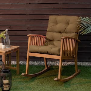 20 in. x 22 in. Brown Tufted Outdoor High Back Dining Chair Cushion with Non-Slip String Ties