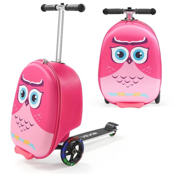 Ride-on Luggage, 20 L Capacity, 31.1 in. Height, Pink Kids Scooter Suitcase with Adjustable Handle, for Kids Aged 5+