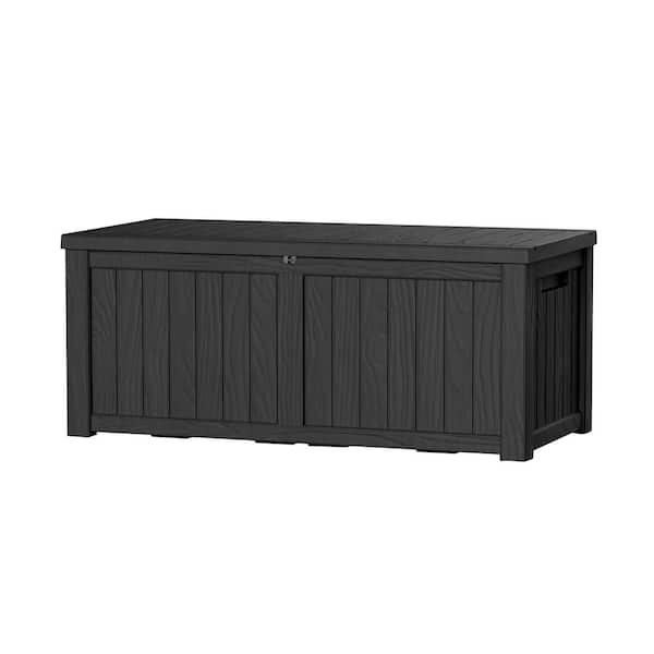Decksplore 120 gal. Black Resin Storage Deck Box for Outdoor lndoor