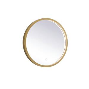 Timeless Home 18 in. W x 18 in. H Modern Round Aluminum Framed LED Wall Bathroom Vanity Mirror in Brass