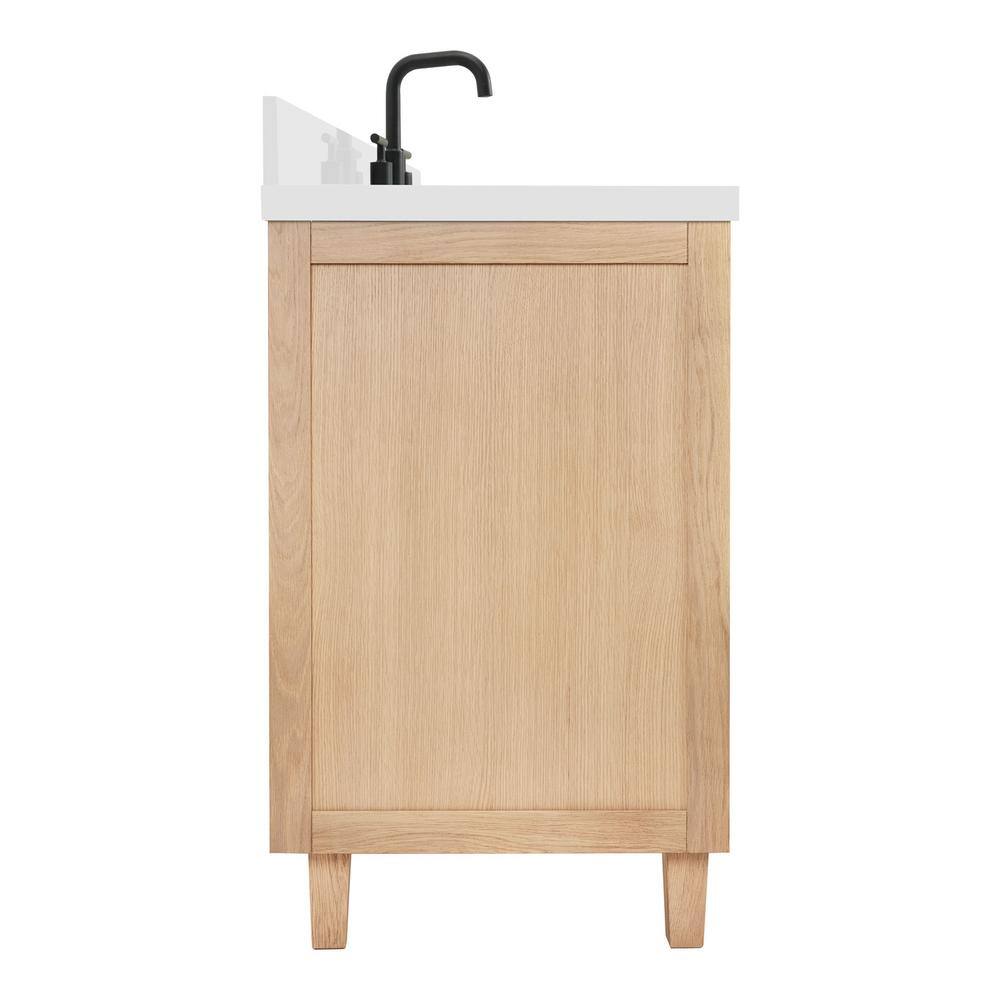 Monroe 67" Light Oak Single Vanity with White Quartz Top