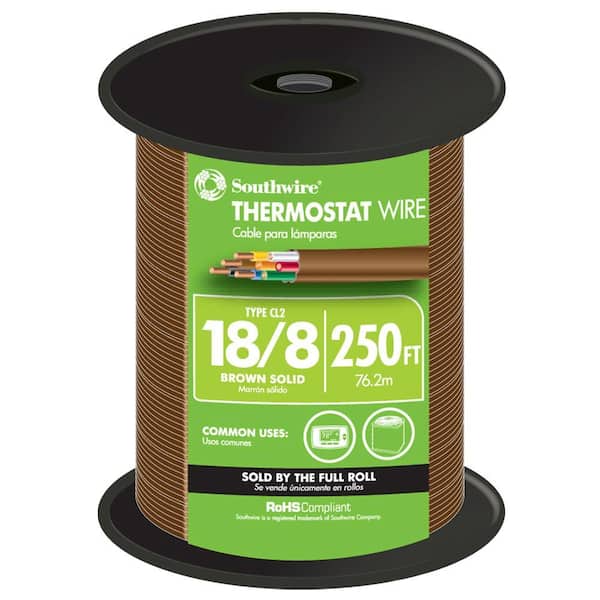 Southwire 250 ft. 18/8 Brown Solid CU CL2 Thermostat Wire