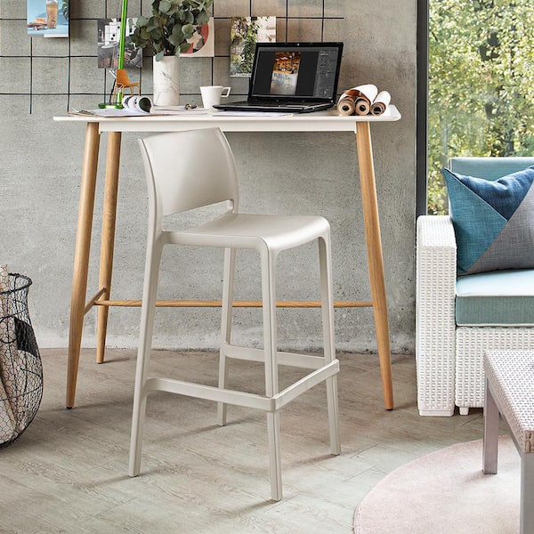 in. - Depot Bar The Resin 2) Stool Back Lagoon Sensilla of Stackable Low 40.60 Home (Set Taupe 7211G6-BSLGS