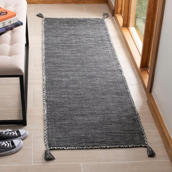 Montauk Gray/Black 2 ft. x 7 ft. Border Runner Rug