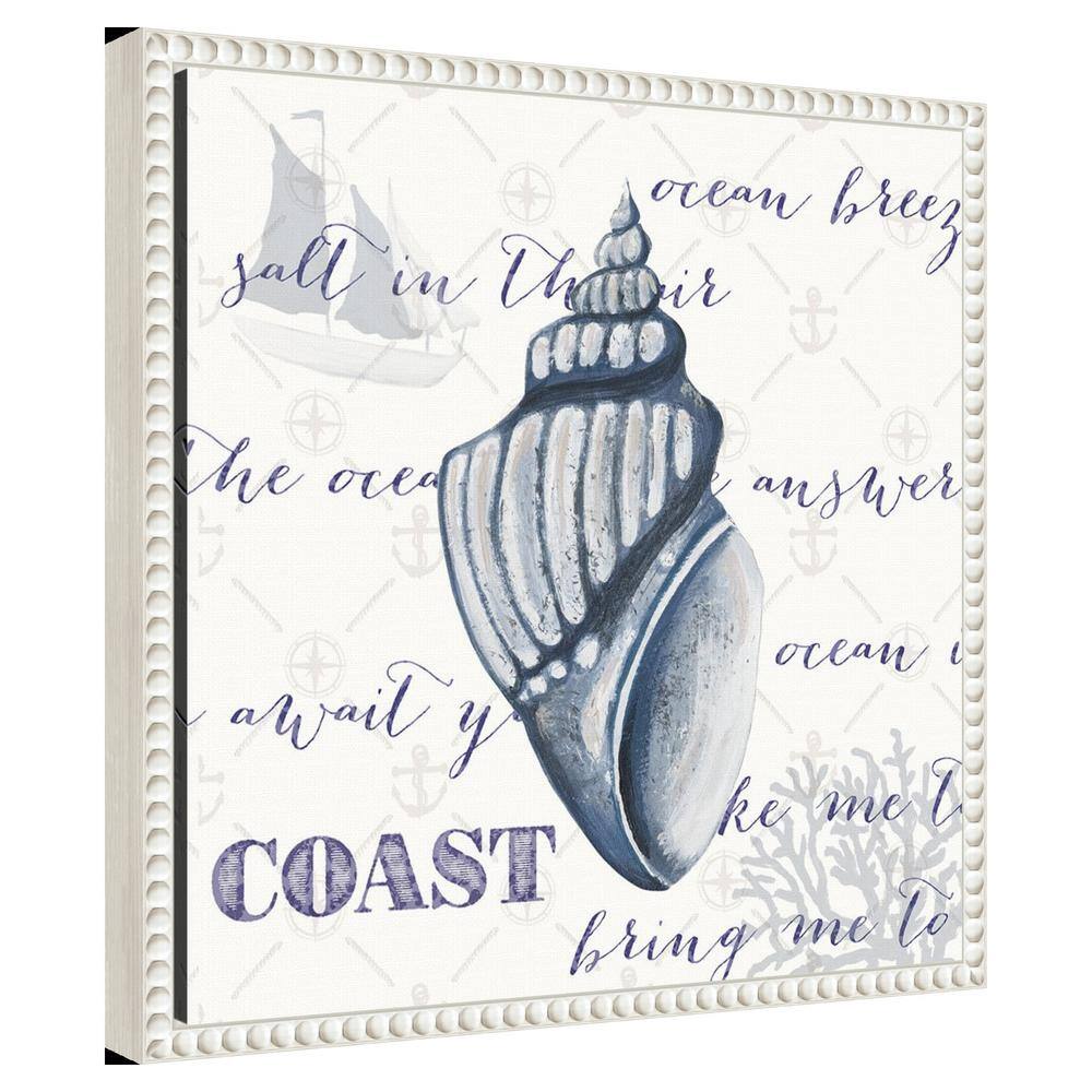 Indigo Ocean Treasures III Coastal Canvas Art with White Floater Frame