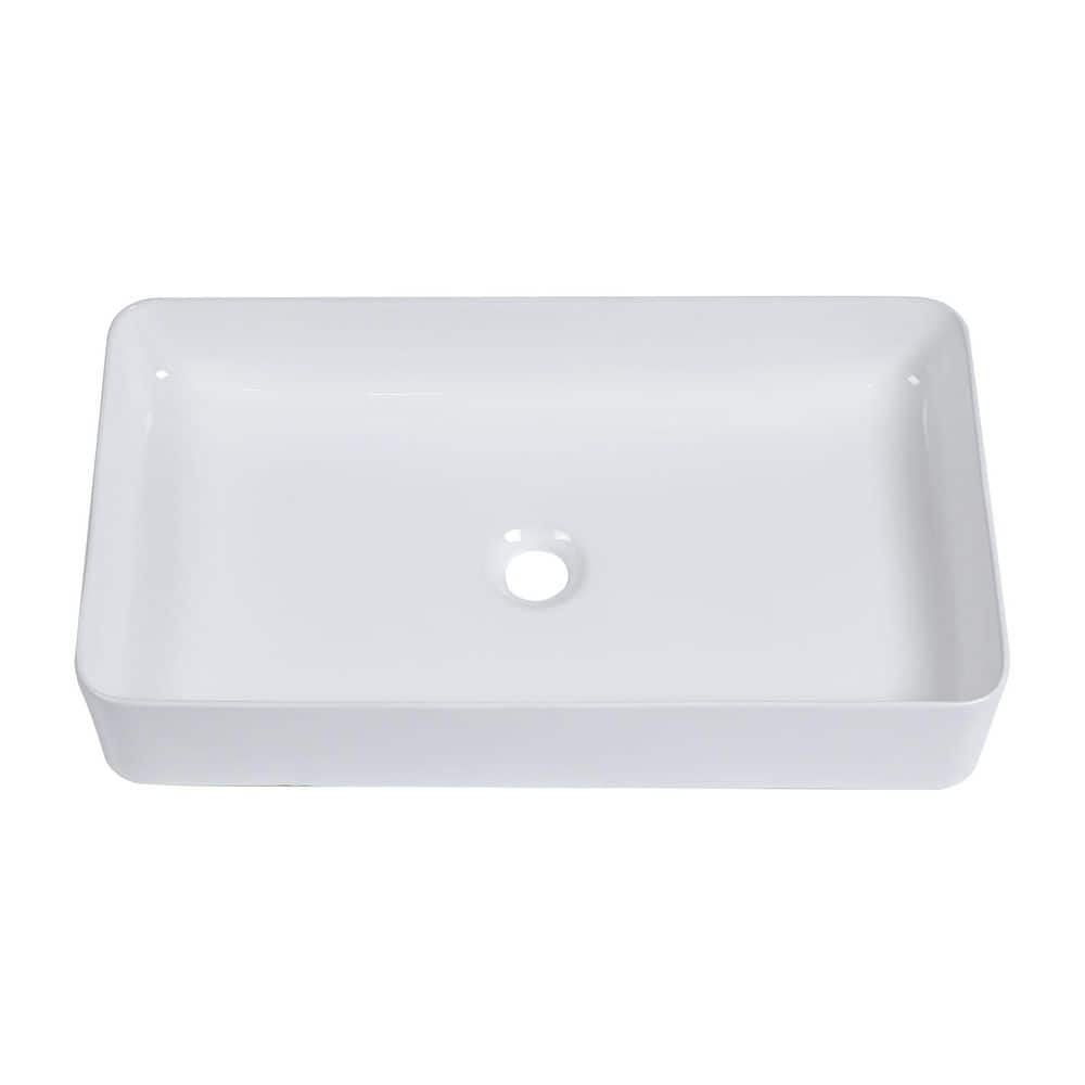 24 in. Vessel Rectangular Bathroom Sink in White Ceramic price history on PriceWatchPro