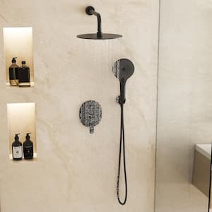 2-Spray Patterns 10 in. Wall Mount Handheld Shower Head 1.8 GPM in Matte Black